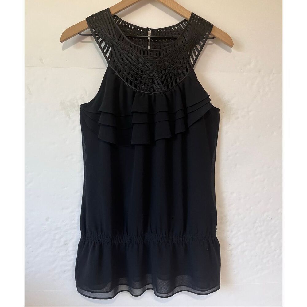 White House Black Market Black Silk Sleeveless Blouse   Size S